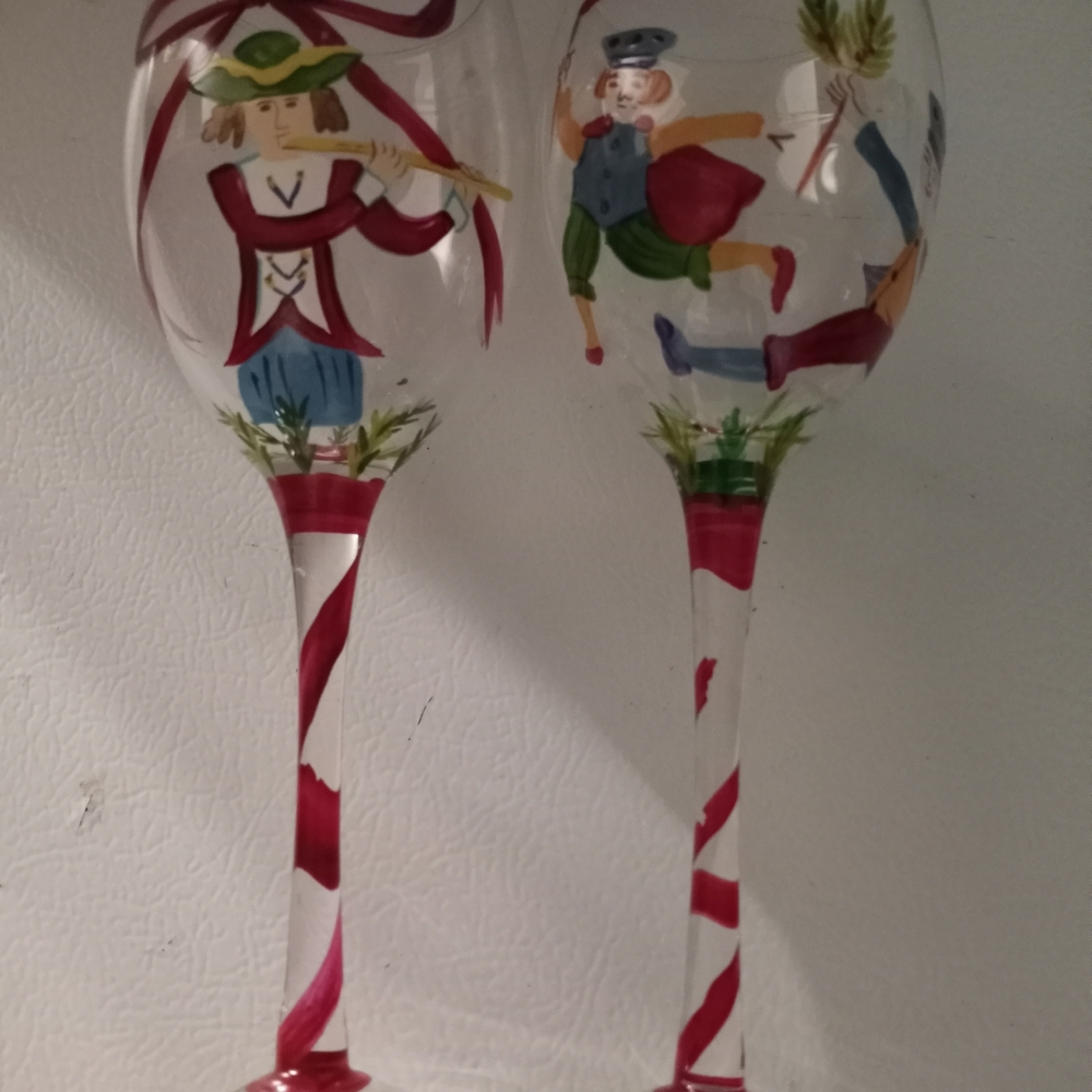 Hand-Painted Festive Wine Glasses